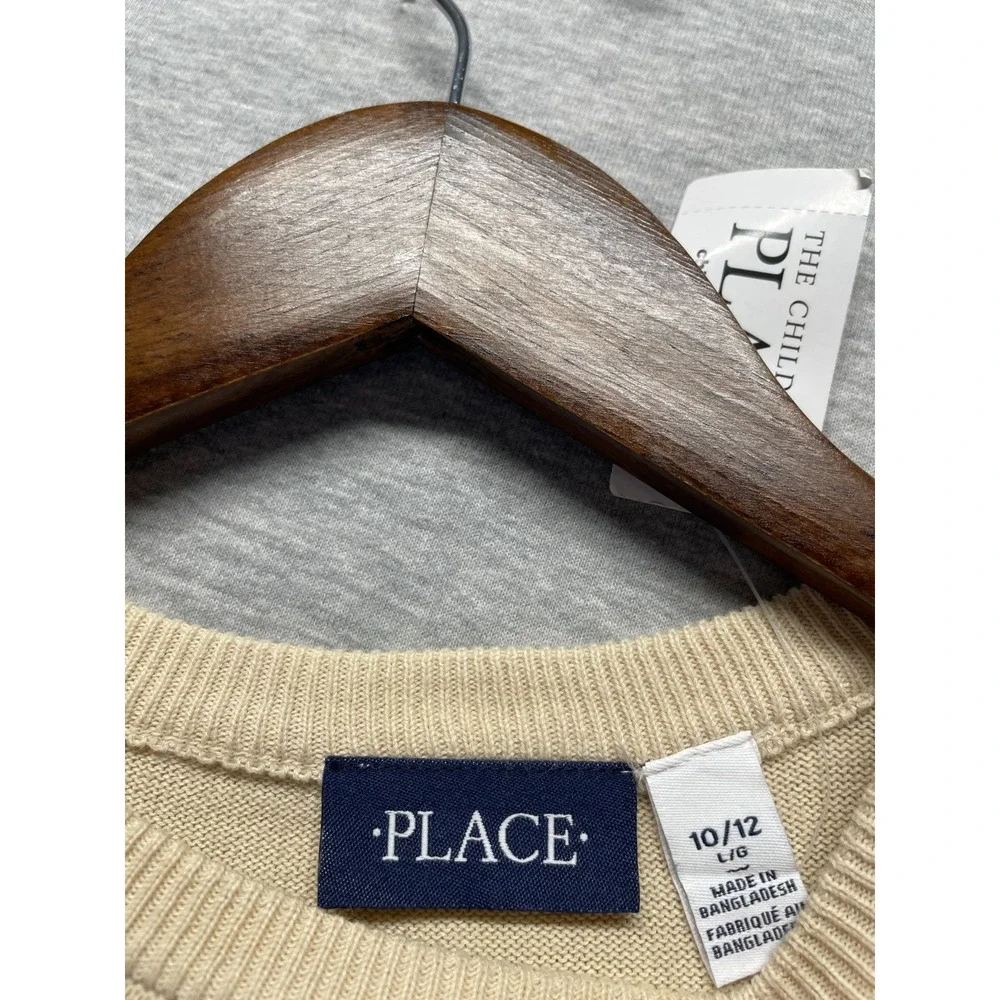 The Children's Place Sweater Boys Large 10/12 Brown Colorblock Cotton Tight Knit